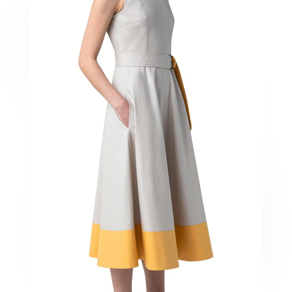 AKRIS PUNTO Sleeveless Belted Midi Dress